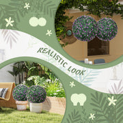 Set of Two Artificial Boxwood Ball Plants for Indoor or Outdoor Display Purple AOSOM