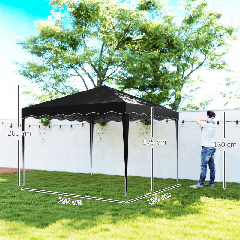 3x3m Black Pop Up Gazebo With Carrying Bag For Outdoor Events by Outsunny