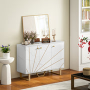 Modern Sideboard Storage Cabinet with Adjustable Shelves for Home Organisation, White Marble Tone