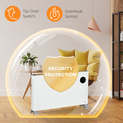 2000W Freestanding Electric Convector Heater With Timer and Thermostat Control, White