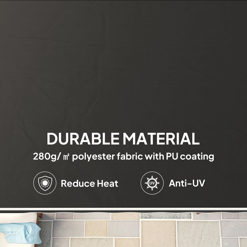 Black Retractable Manual Awning 2.5 x 2m UV-Resistant Weatherproof Shade by Outsunny