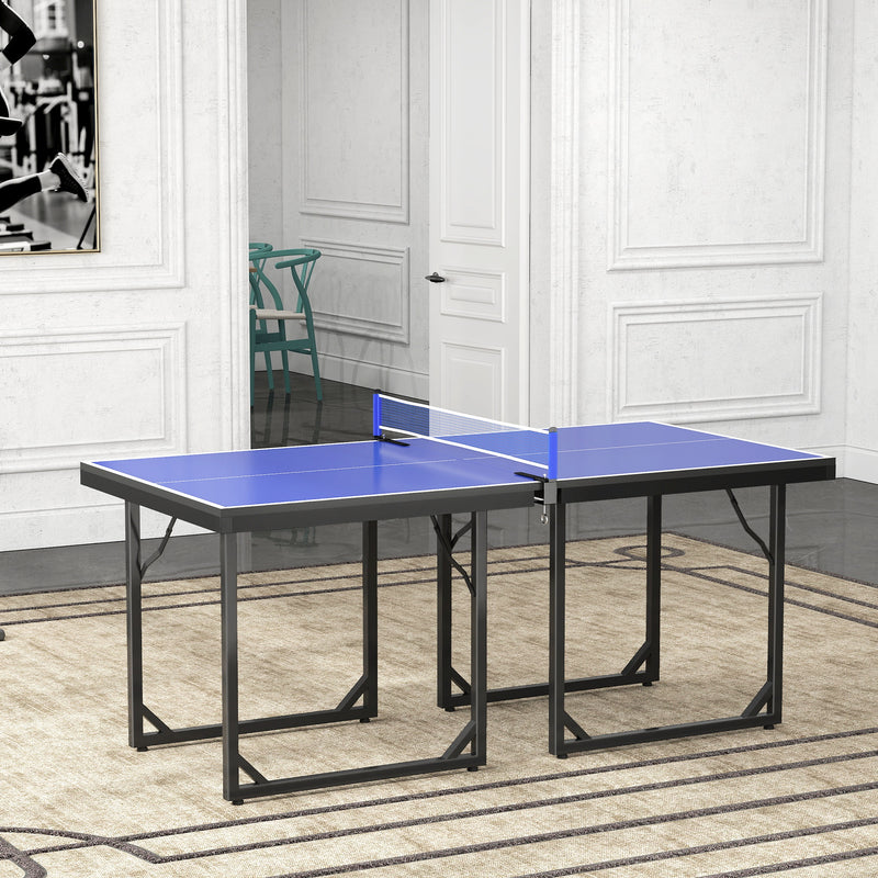 Foldable Indoor Outdoor Table Tennis Table with Net and Easy Storage 6ft Blue AOSOM