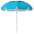 Blue Portable Beach Umbrella with Sand Anchor UPF50+ Tilt Adjustable Height by Outsunny