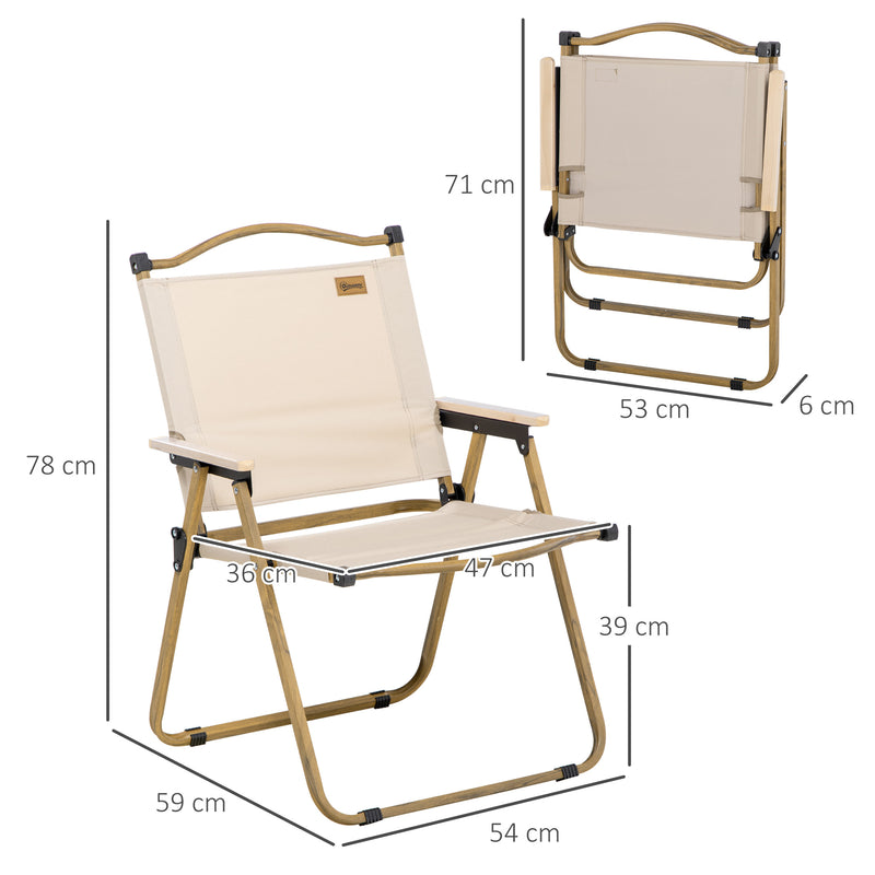 Folding Camp Chair for Easy Outdoor Seating with Lightweight Steel Frame Khaki