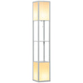 Modern Floor Lamp with Shelves and Dual Ambient Lighting for Living Room or Bedroom, Grey