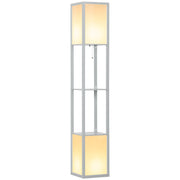 Modern Floor Lamp with Shelves and Dual Ambient Lighting for Living Room or Bedroom, Grey