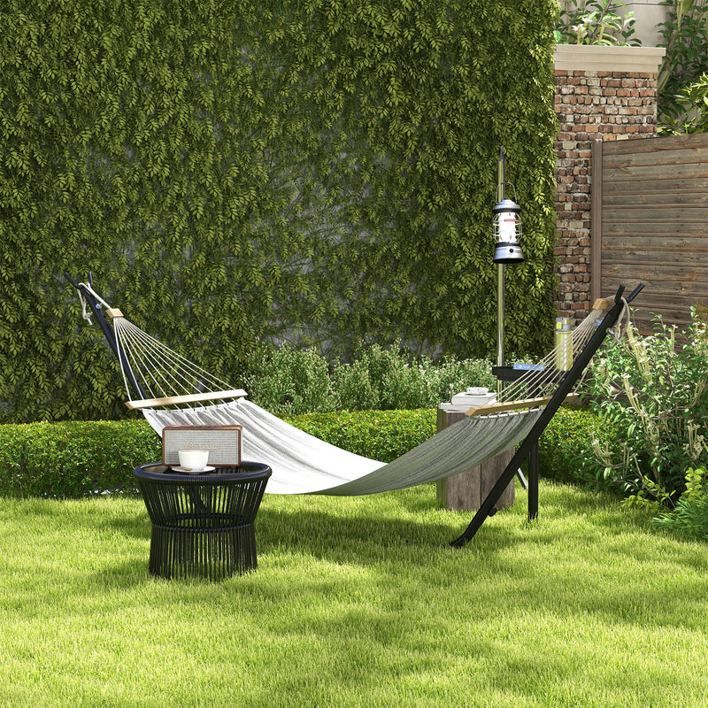 Black Steel Hammock Stand With Side Tray For Rope And Brazilian Style Hammocks