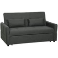 Two Seater Sofa Bed With Three Reclining Positions For Lounge Or Guest Room Charcoal Grey AOSOM