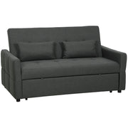 Two Seater Sofa Bed With Three Reclining Positions For Lounge Or Guest Room Charcoal Grey AOSOM