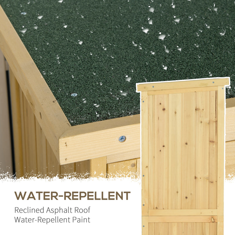 Wooden Garden Storage Cupboard With Asphalt Roof And Lockable Double Doors Natural 160cm