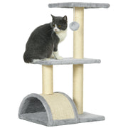 Cat Tree with Scratching Post and Rest Pad for Indoor Cats 72cm Tall Light Grey