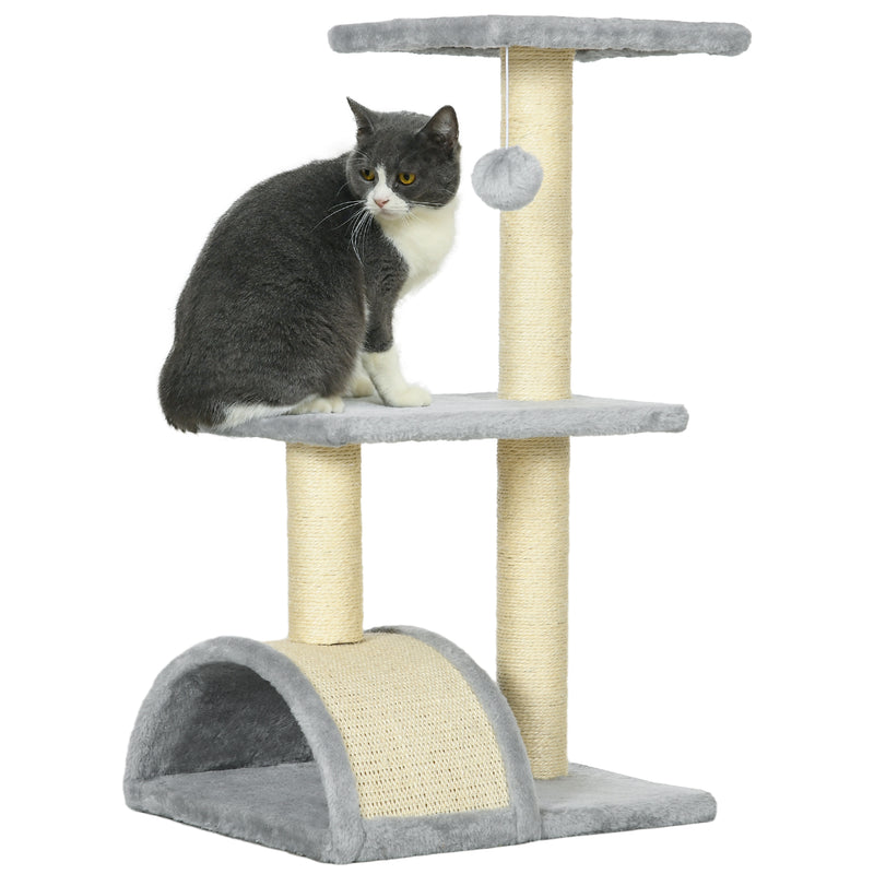 Cat Tree with Scratching Post and Rest Pad for Indoor Cats 72cm Tall Light Grey