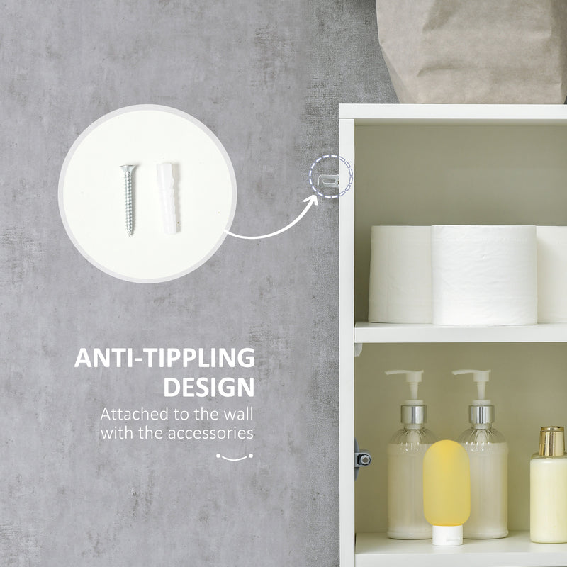 Tall Bathroom Storage Cabinet with Drawer and Adjustable Shelves Freestanding White