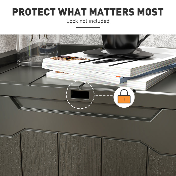 Charcoal Grey 107L Plastic Storage Chest with Lid for Indoor and Outdoor Use by HOMCOM
