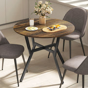 Round Dining Table with Sturdy Black Legs and Anti Slip Feet for Kitchen or Dining Room Rustic Brown