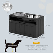 Raised Dog Bowl with Slow Feeder and Storage Drawer for Large Dogs Black by PawHut