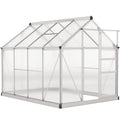6 x 8ft Walk In Greenhouse With Sliding Door For Growing Plants Outdoors Clear AOSOM