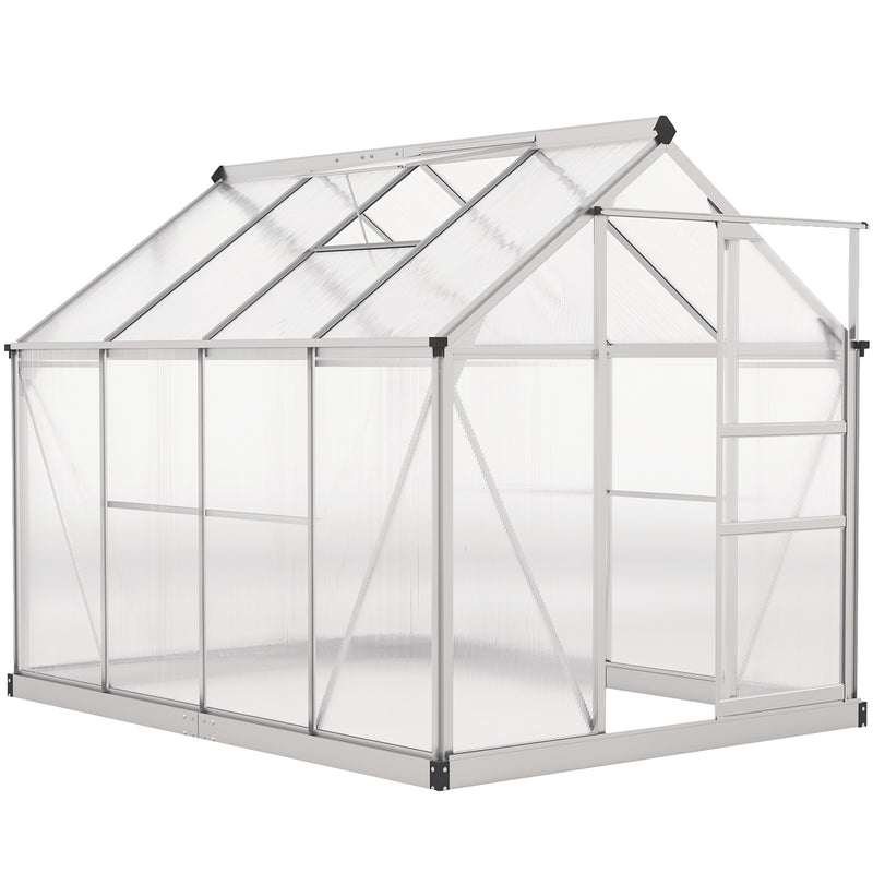 6 x 8ft Walk In Greenhouse With Sliding Door For Growing Plants Outdoors Clear AOSOM