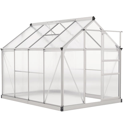 6 x 8ft Walk In Greenhouse With Sliding Door For Growing Plants Outdoors Clear AOSOM