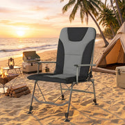Folding Reclining Camping Chair for Fishing and Garden with Adjustable Legs Black Grey Outsunny