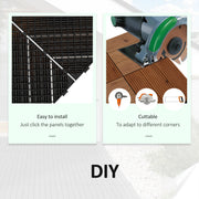 27 Piece Wooden Decking Tiles Set Anti Slip Interlocking Outdoor Flooring Brown AOSOM