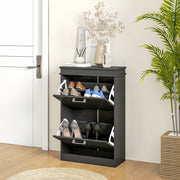 Two Drawer Shoe Storage Cabinet Fits Up To 10 Pairs Ideal For Hallways Black