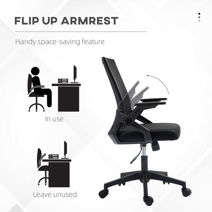 Black Swivel Office Chair With Lumbar Support Ergonomic Design by Vinsetto