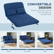 Two Seater Click Clack Sofa Bed with Adjustable Backrest for Guest Room Dark Blue