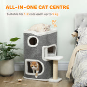 75 cm Cat Tree Tower With Scratching Post And Platforms For Indoor Cats, Grey AOSOM