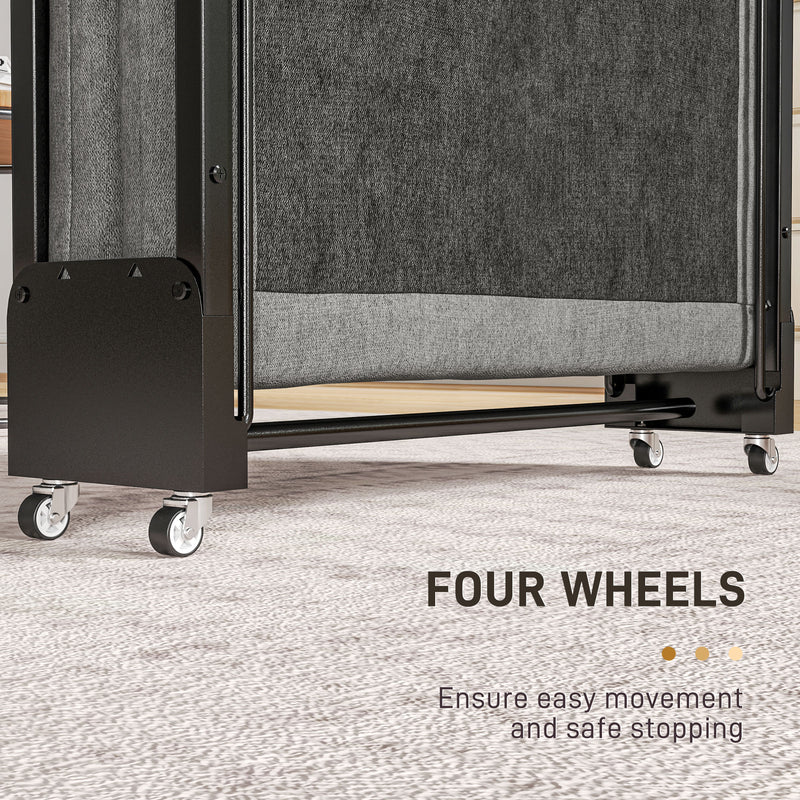 Single Folding Temporary Bed Grey Space-Saving Guest Bed by HOMCOM