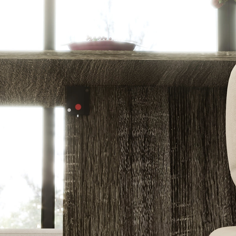 Folding Drop Leaf Dining Table with Storage Shelves and Wheels for Small Spaces, Grey