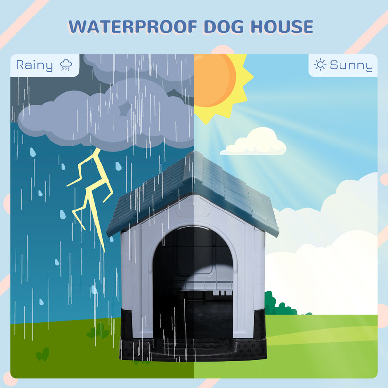 Outdoor Dog Kennel House for Small Breeds with Raised Floor for Airflow Grey