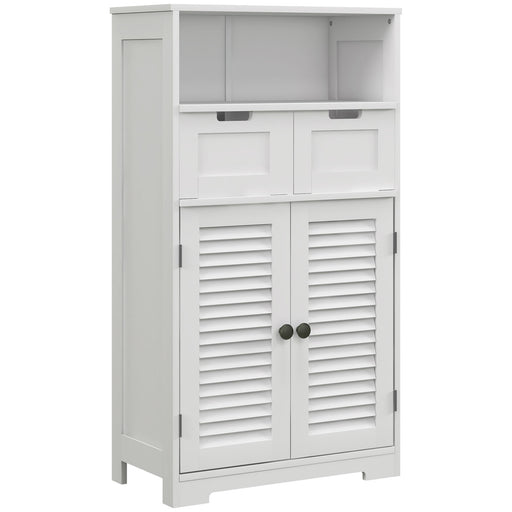 Three Part Bathroom Storage Cabinet With Shelf Drawers And Cupboard For Organisation White