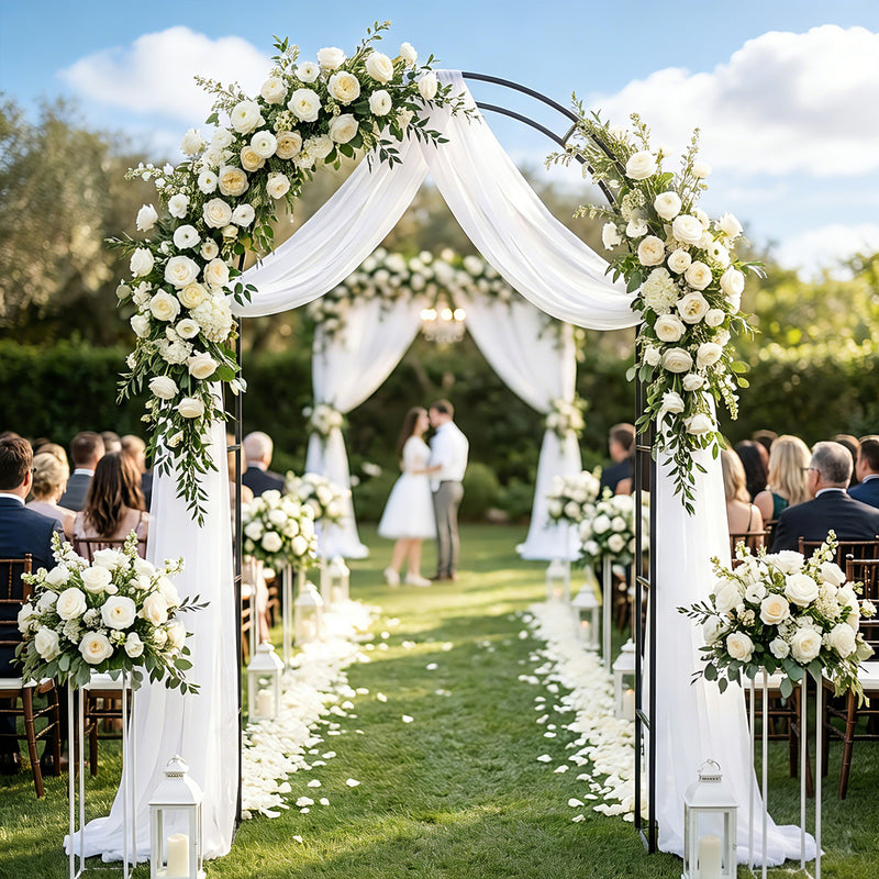 Garden Arch for Patios and Hard Surfaces with Stable Base for Events and Climbing Plants Black Outsunny