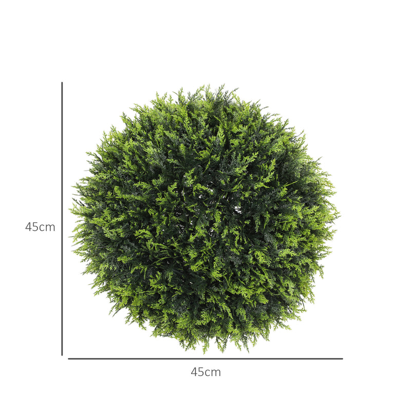 Set of 2 Artificial Topiary Balls 45cm UV Protected Fake Plants for Indoor Outdoor Decor by HOMCOM