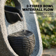 Water Fountain for Small Gardens and Balconies with LED Light and Soothing Waterfall Grey AOSOM