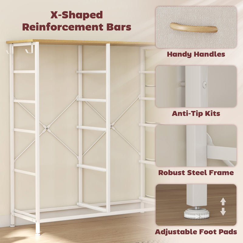 Ten Drawer Fabric Chest for Bedroom or Living Room Storage Solution, Beige