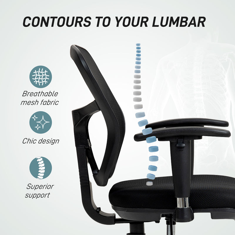 Ergonomic Black Mesh Drafting Chair with Adjustable Armrests and Footrest