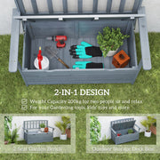 Grey Two Seater Wooden Garden Storage Bench With Storage by Outsunny