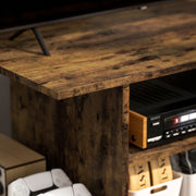 Rustic Brown TV Stand with Storage Shelves and Wheels for Living Room by HOMCOM