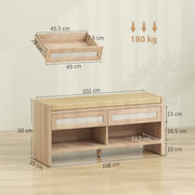 Shoe Storage Bench with Drawers and Cushioned Seat for Organised Hallways Oak and Cream Homcom