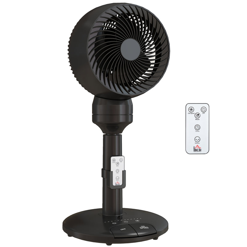 Electric Air Circulator Fan with Remote Control and Timer for Bedroom or Office Black AOSOM