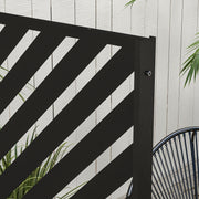 Black Metal Outdoor Privacy Screen with Modern Triangle Design for Dividing Garden Spaces Outsunny