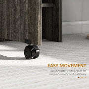 Folding Drop Leaf Dining Table with Storage Shelves and Wheels for Small Spaces, Grey