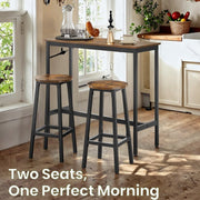 Bar Table Set with 2 Stools Industrial Style Kitchen Dining Furniture by Vasagle