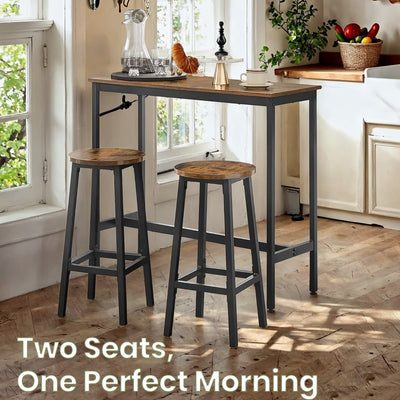 Bar Table Set with 2 Stools Industrial Style Kitchen Dining Furniture by Vasagle