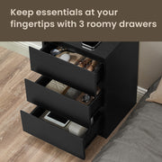 Bedside Table with Charging Station and 3 Drawers for Bedroom or Living Room by Vasagle