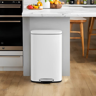 50L Stainless Steel Kitchen Rubbish Bin with Soft Close Lid and Pedal by Songmics