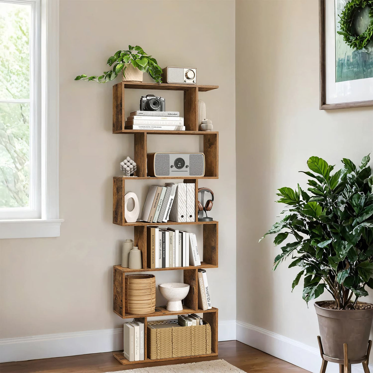 Vasagle 6 Tier Bookshelf & Room Divider for Living Room | Opal Retail