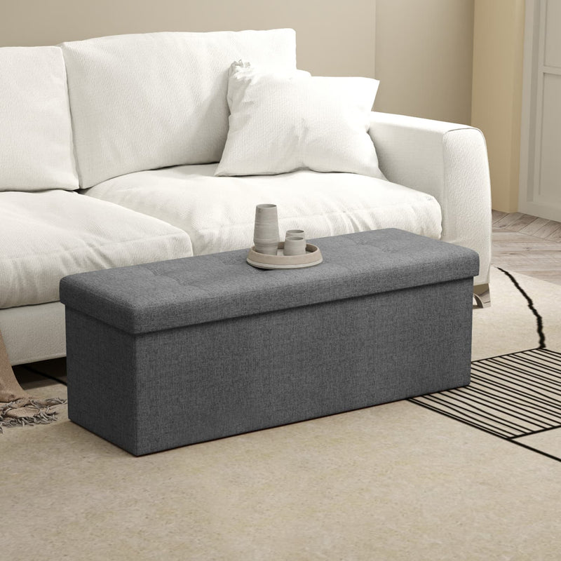 Large Storage Ottoman Bench for Bedroom or Living Room 110 cm Padded Seat by Songmics